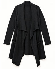 Charcoal Grey & Black women's preloved long cardigan, VW-LC61