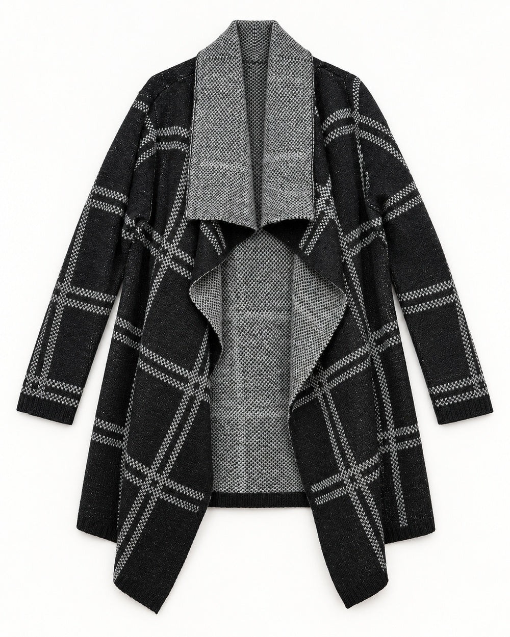Black & Charcoal Grey women's preloved long cardigan, VW-LC64