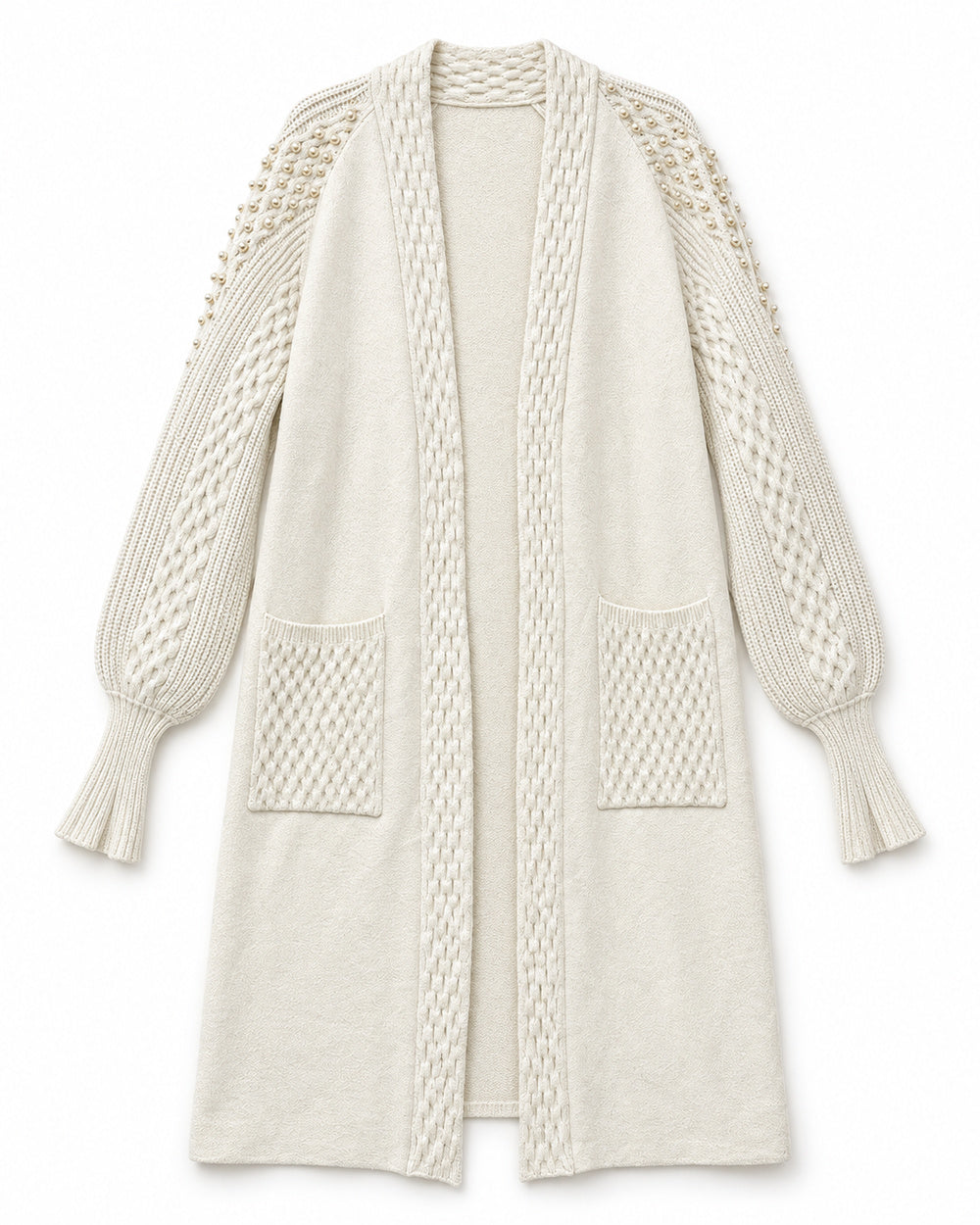 White women's preloved long cardigan, VW-LC75
