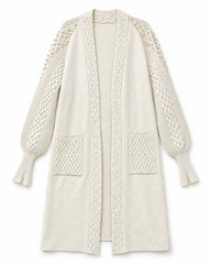 White women's preloved long cardigan, VW-LC75
