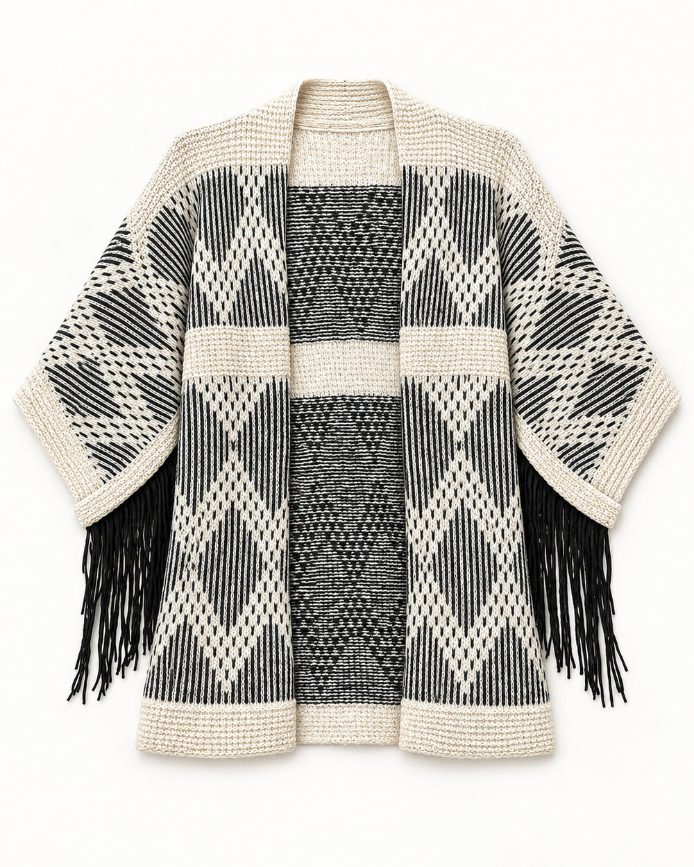 White & Taupe women's preloved long cardigan, VW-LC76