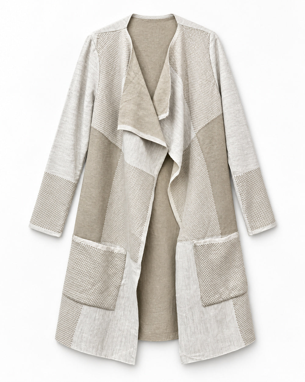 Cream & Taupe women's preloved long cardigan, VW-LC84