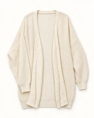 Cream women's preloved long cardigan, VW-LC87