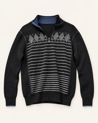 Black men's preloved zip-neck sweater, VW-MS10