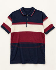 Navy, Red & White men's preloved polo sweater, VW-MS114