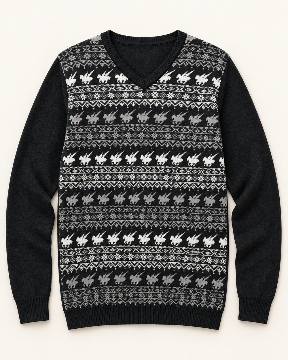 Black & White men's preloved v-neck sweater, VW-MS184