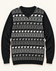 Black & White men's preloved v-neck sweater, VW-MS184