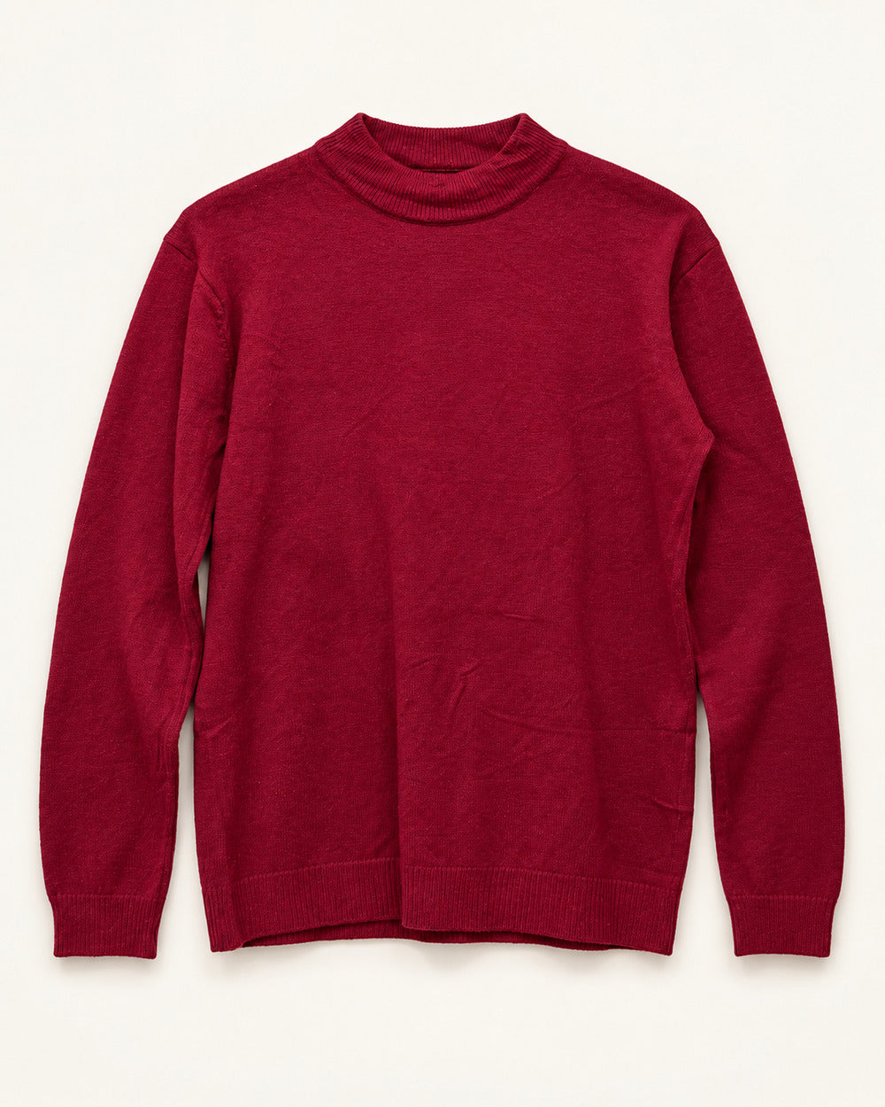 Burgundy men's preloved mock-neck sweater, VW-MS186