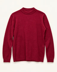 Burgundy men's preloved mock-neck sweater, VW-MS186
