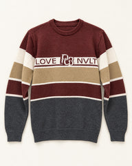 Brown, Cream & Charcoal men's preloved crew-neck sweater, VW-MS187