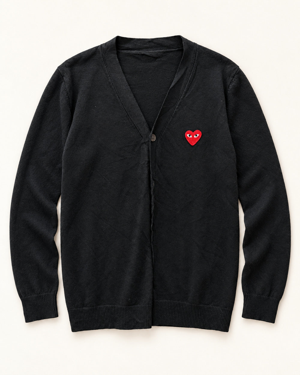 Black men's preloved button cardigan, VW-MS193