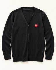 Black men's preloved button cardigan, VW-MS193