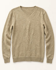 Beige men's preloved v-neck sweater, VW-MS195