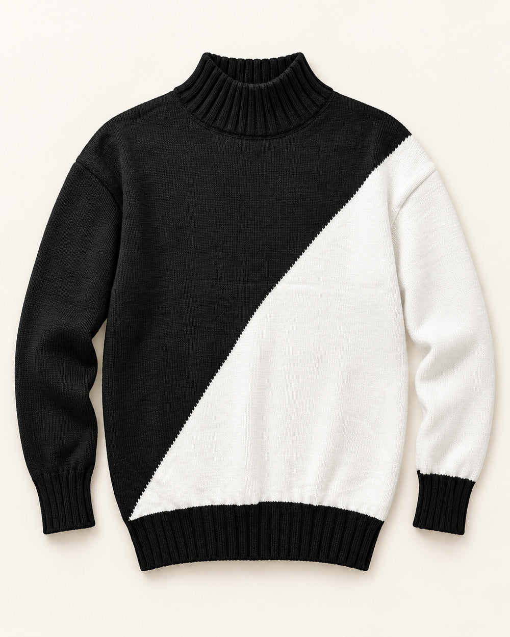 Black & White men's preloved roll-neck sweater, VW-MS203