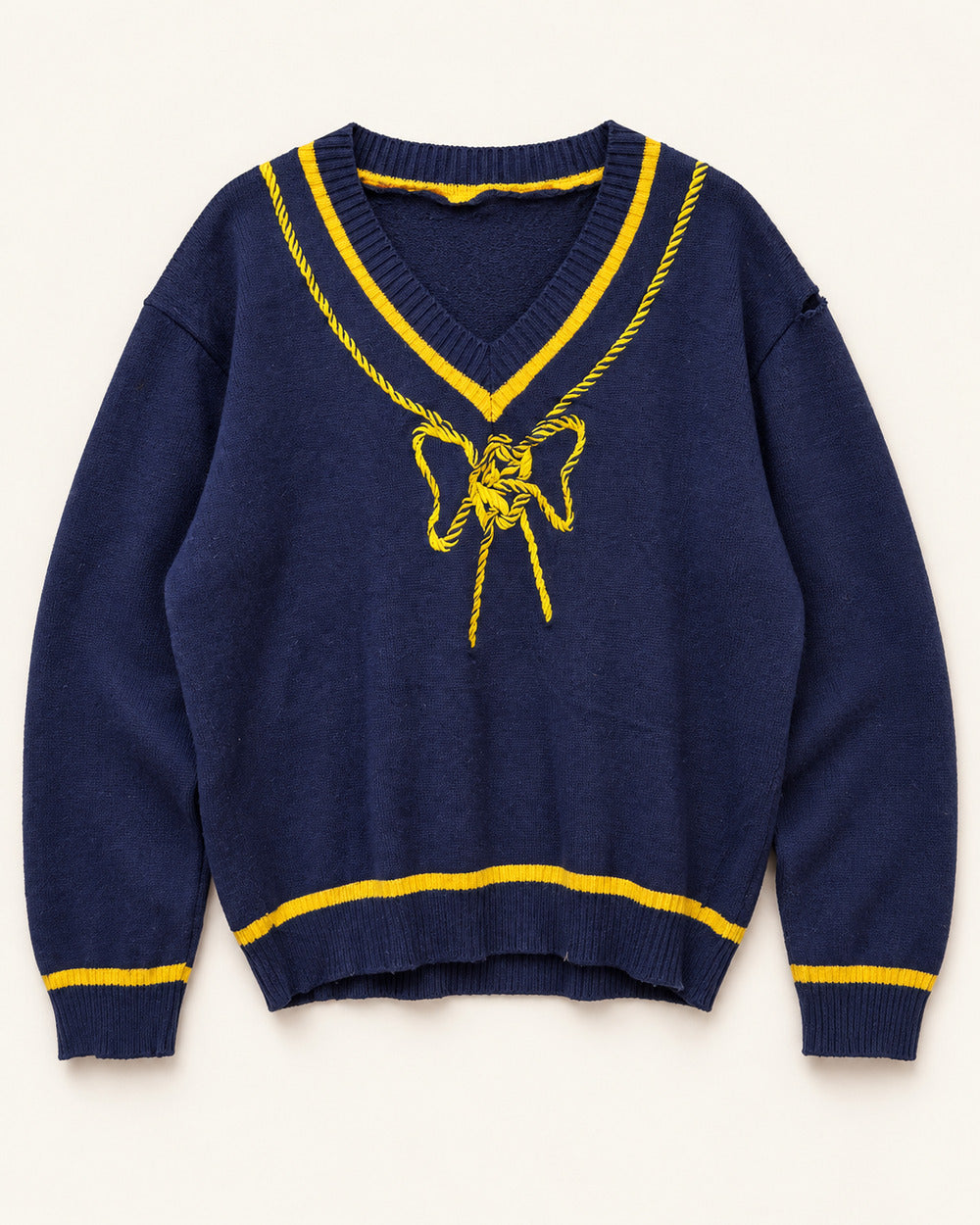 Royal Blue & Yellow men's preloved v-neck sweater, VW-MS209