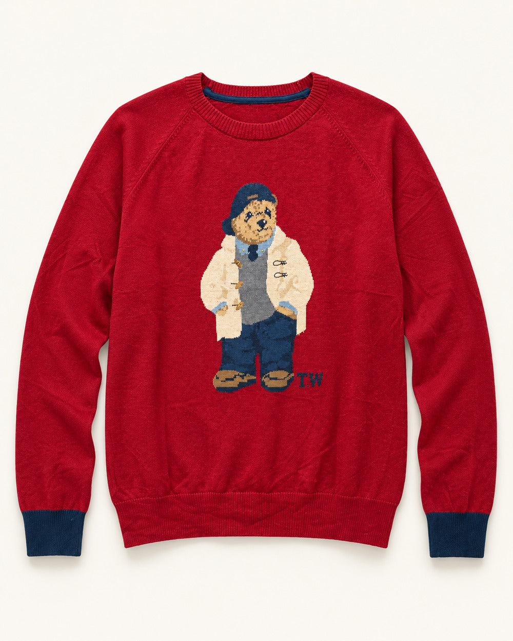 Red men's preloved crew-neck sweatshirt, VW-MS214