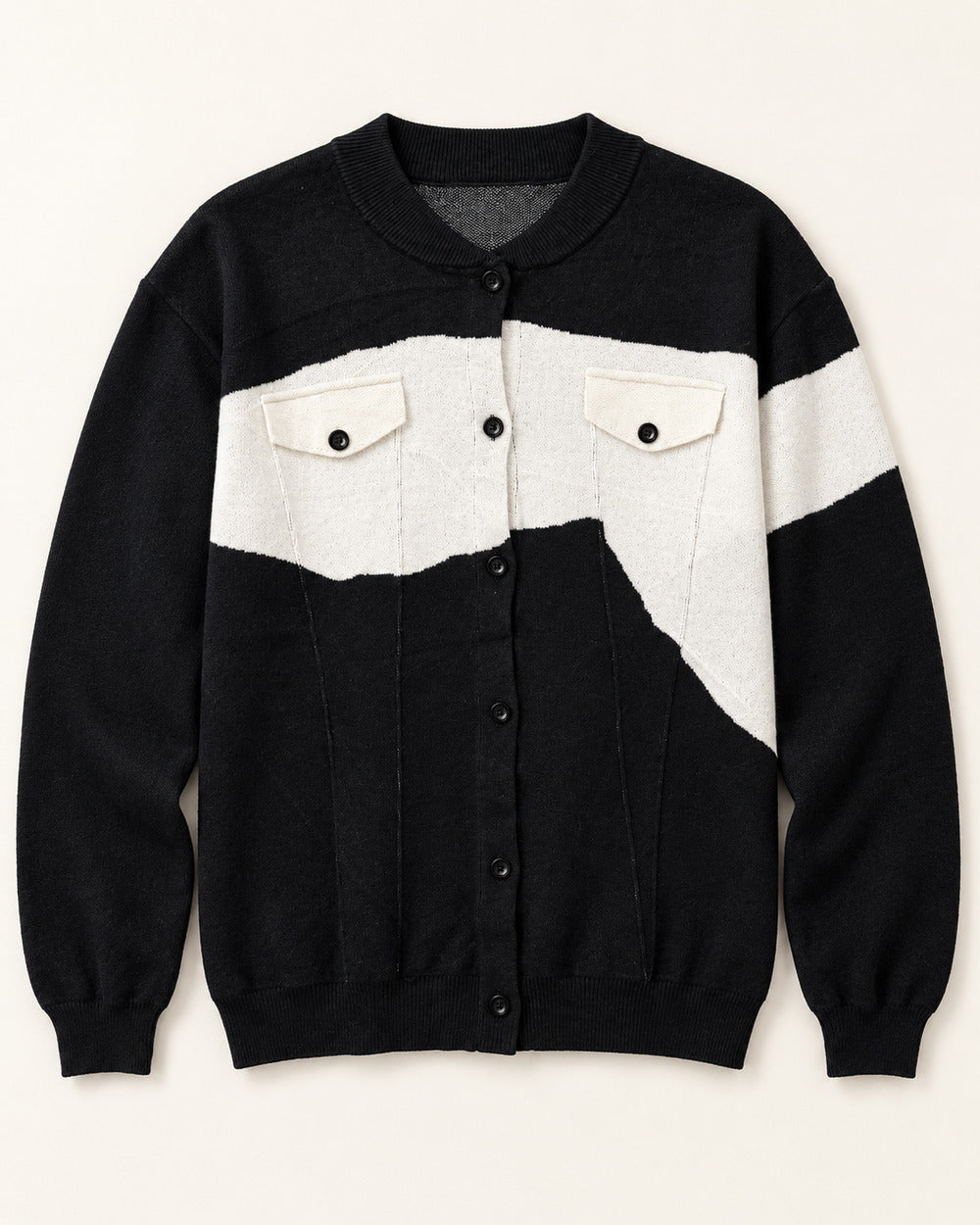 Black & White men's preloved button cardigan, VW-MS215