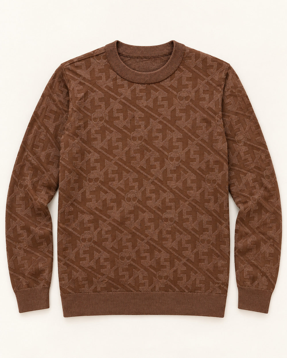 Brown men's preloved crew-neck sweater, VW-MS217