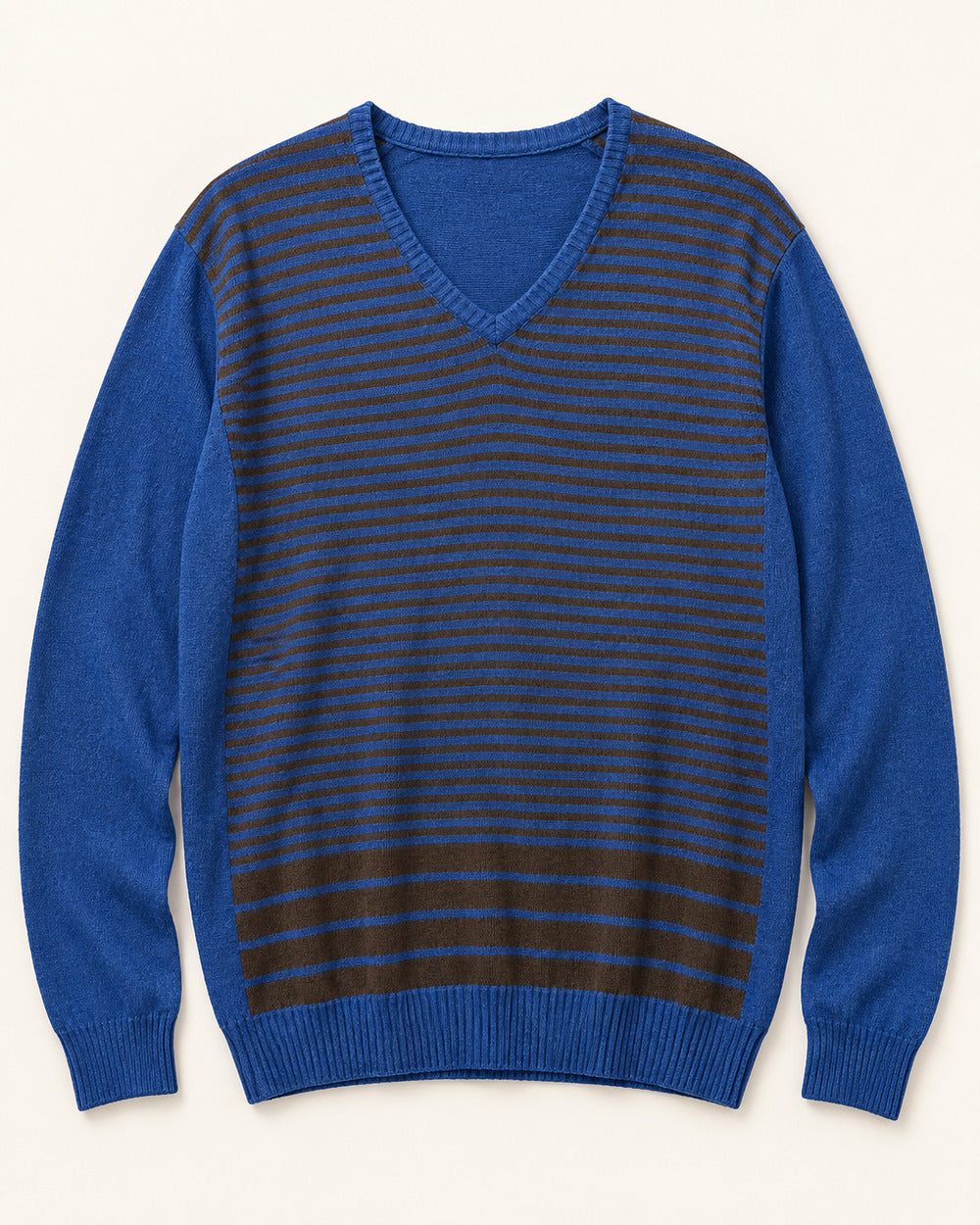 Royal Blue & Brown men's preloved v-neck sweater, VW-MS219