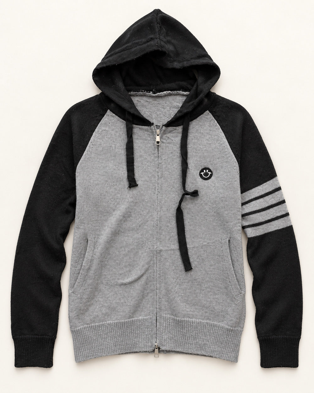 Black & Grey men's preloved zip hoodie, VW-MS232