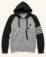 Black & Grey men's preloved zip hoodie, VW-MS232