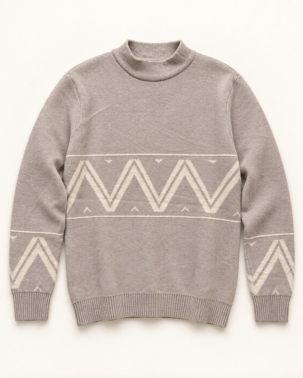 Taupe & Cream men's preloved mock-neck sweater, VW-MS238