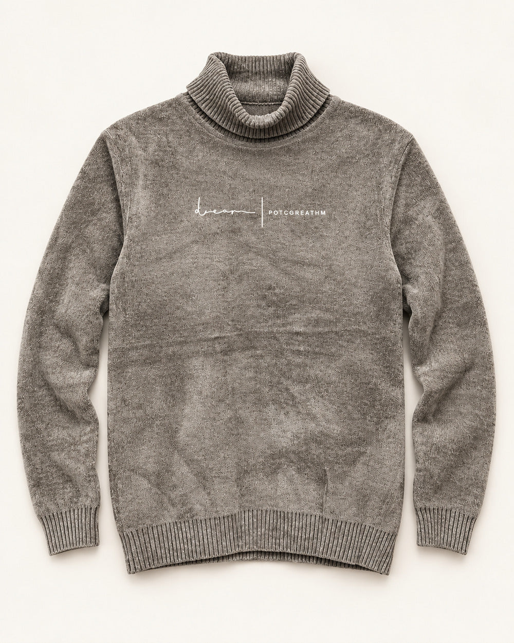 Taupe men's preloved roll-neck sweater, VW-MS248