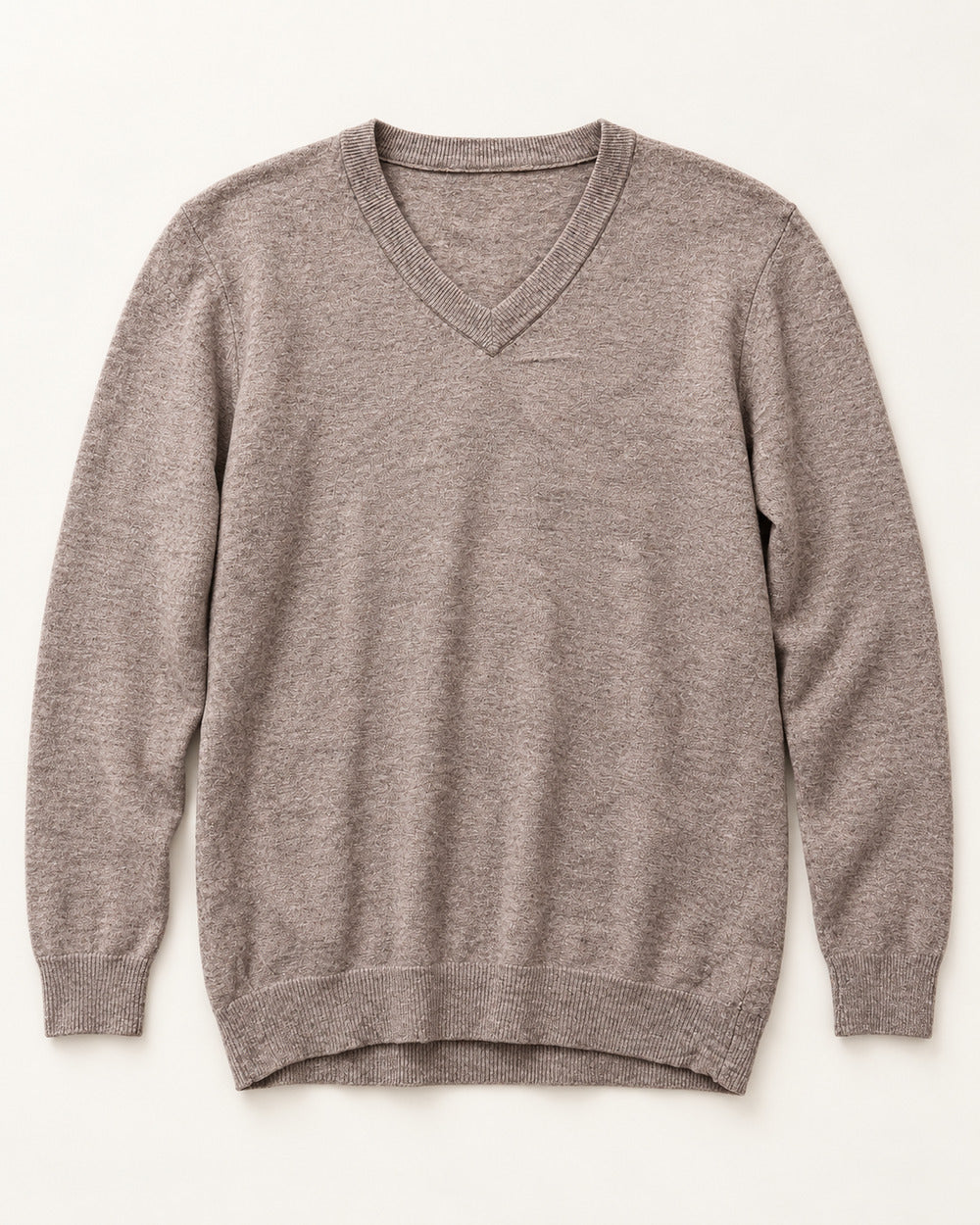 Taupe men's preloved v-neck sweater, VW-MS253