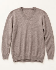 Taupe men's preloved v-neck sweater, VW-MS253