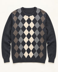 Charcoal, Grey & Cream men's preloved crew-neck sweater, VW-MS259