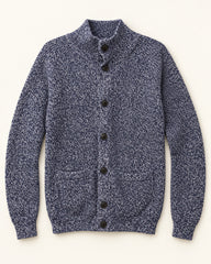 Blue Grey men's preloved mock-neck cardigan, VW-MS262
