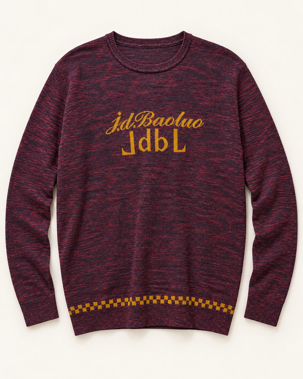 Burgundy & Black men's preloved crew-neck sweater, VW-MS264