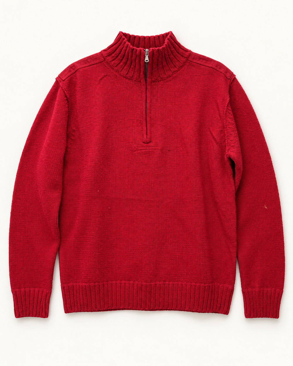 Red men's preloved quarter-zip sweater, VW-MS282