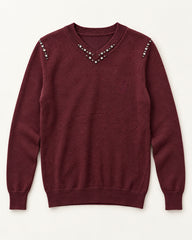 Burgundy men's preloved v-neck sweater, VW-MS295