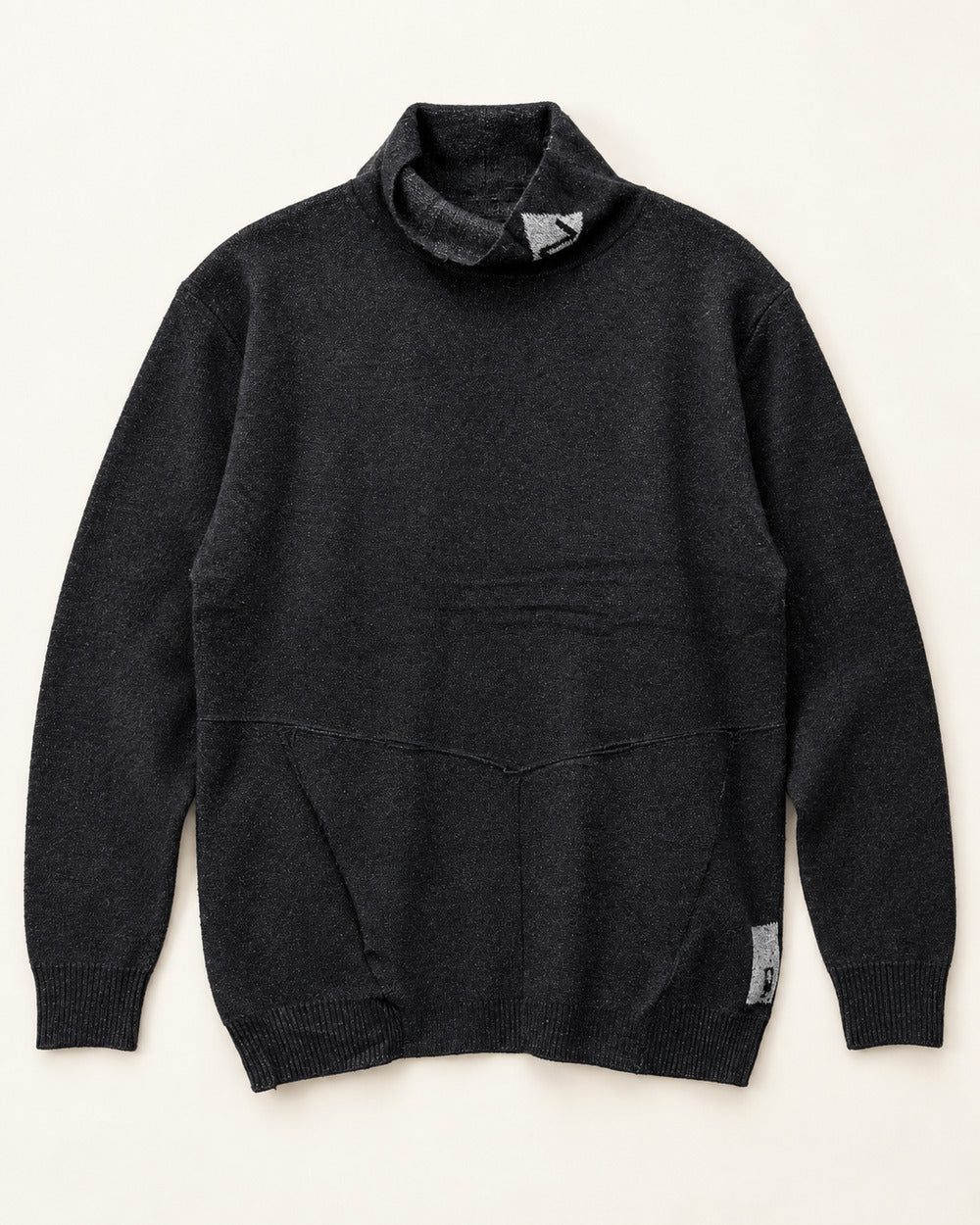 Black men's preloved roll-neck sweater, VW-MS307