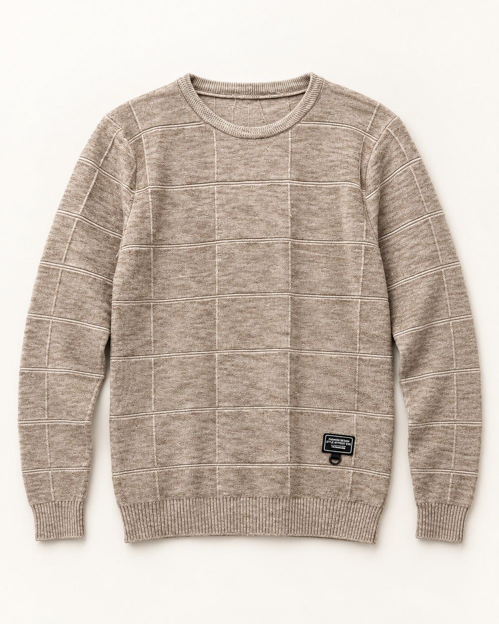 Taupe men's preloved crew-neck sweater, VW-MS311