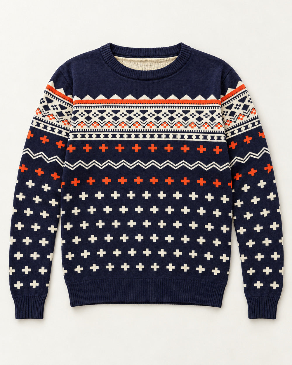 Navy, Red & White men's preloved crew-neck sweater, VW-MS314