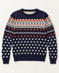 Navy, Red & White men's preloved crew-neck sweater, VW-MS314