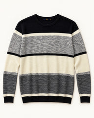 Black, Grey & Cream men's preloved crew-neck sweater, VW-MS321