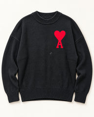 Black men's preloved crew-neck sweater, VW-MS322