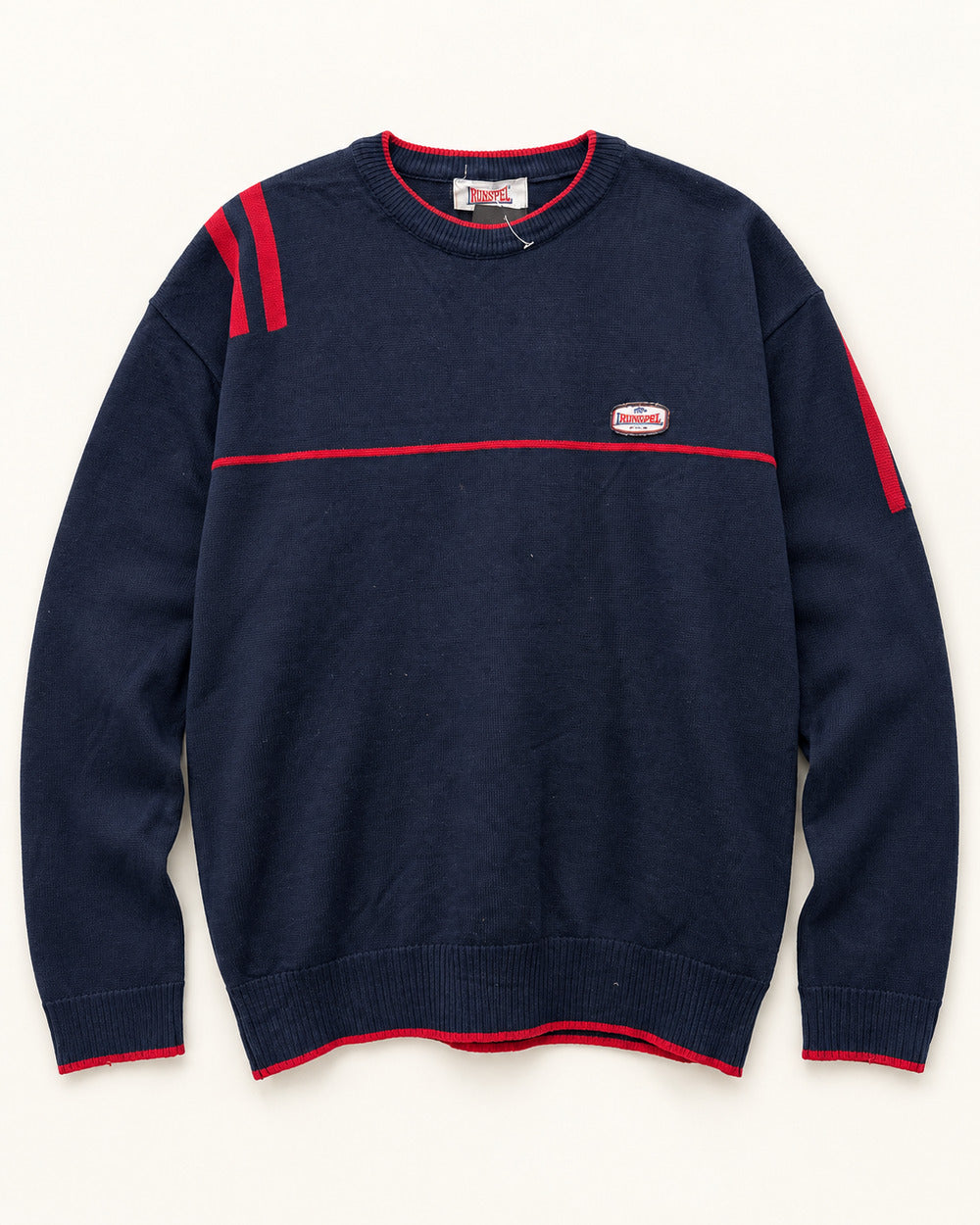 Navy & Red men's preloved crew-neck sweater, VW-MS325