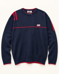 Navy & Red men's preloved crew-neck sweater, VW-MS325