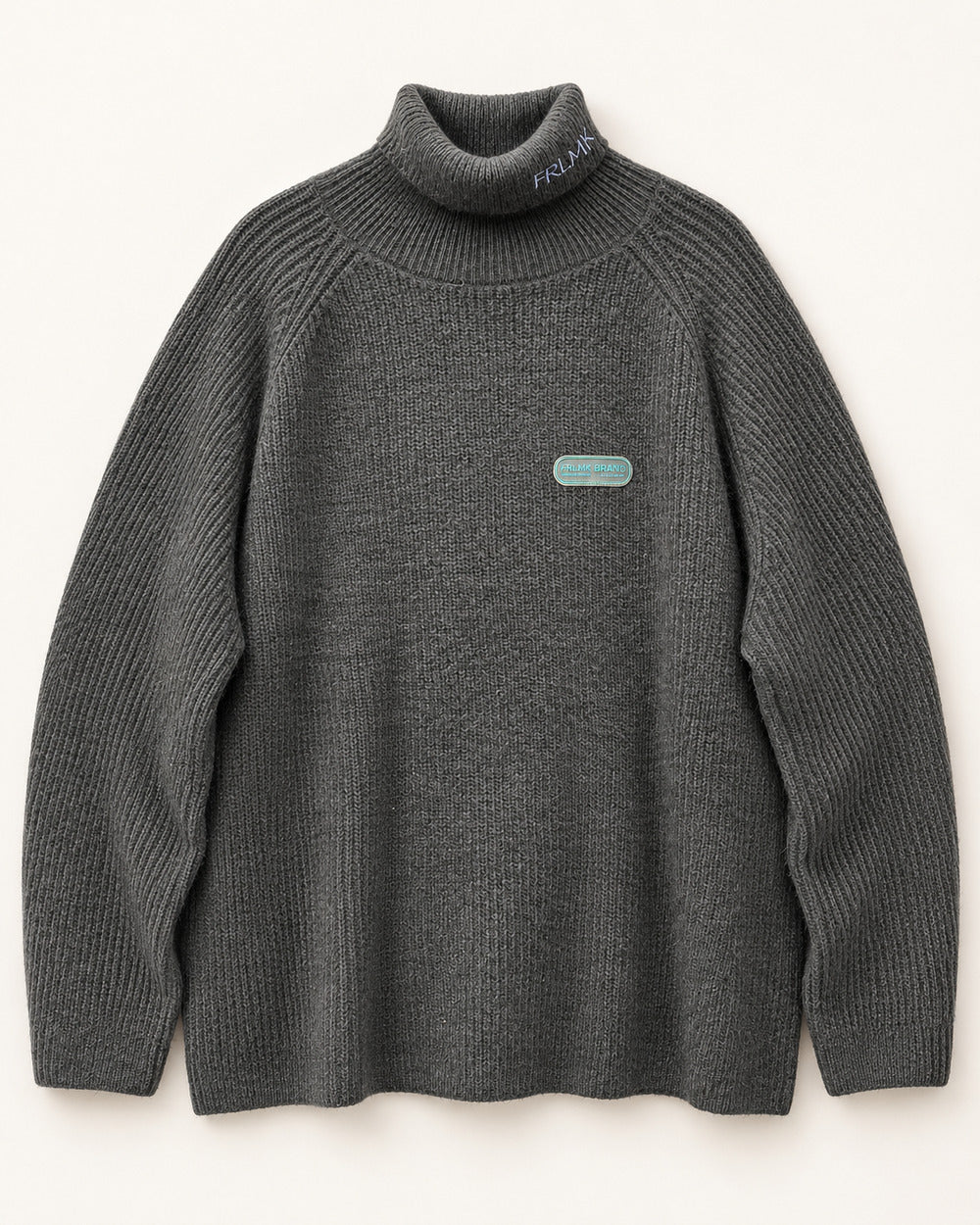 Charcoal men's preloved roll-neck sweater, VW-MS331