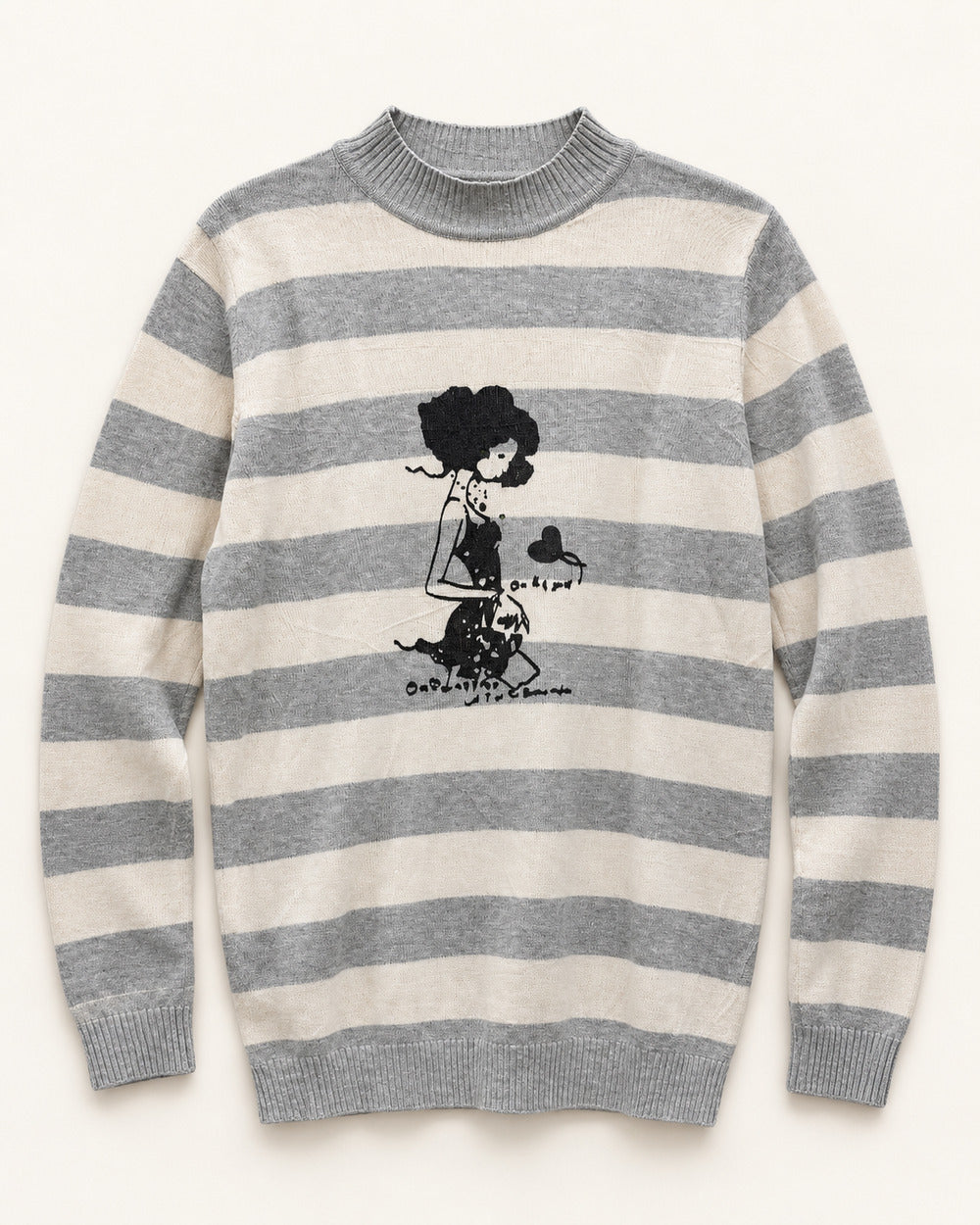 Grey & White men's preloved crew-neck sweater, VW-MS335
