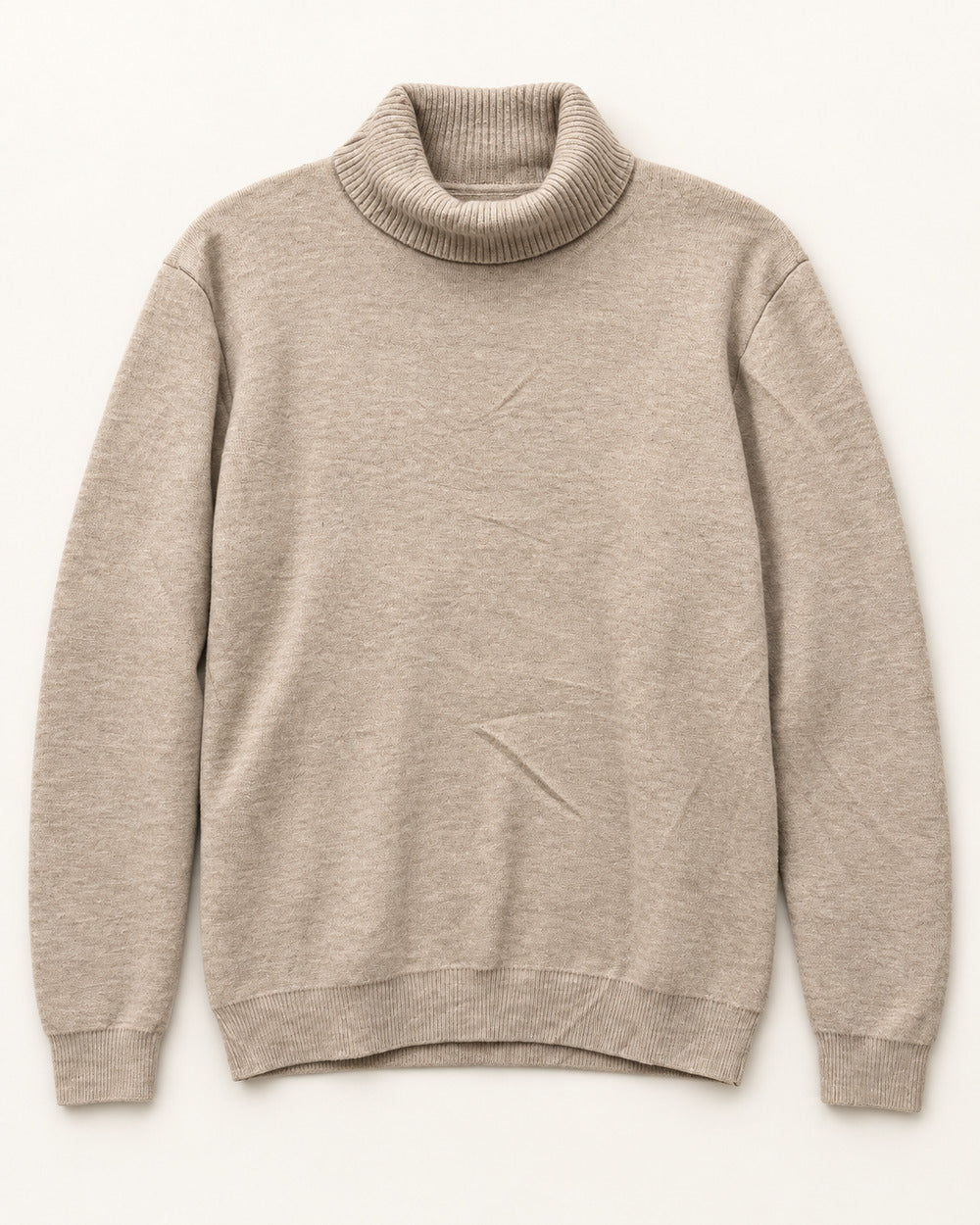 Beige men's preloved roll-neck sweater, VW-MS336