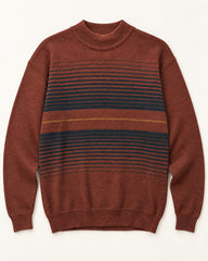Rust & Navy men's preloved crew-neck sweater, VW-MS337