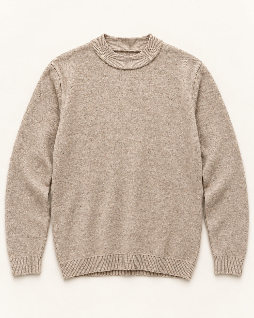Beige men's preloved mock-neck sweater, VW-MS339