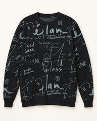 Black men's preloved crew-neck sweater, VW-MS340