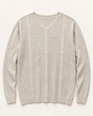 Cream men's preloved v-neck sweater, VW-MS343