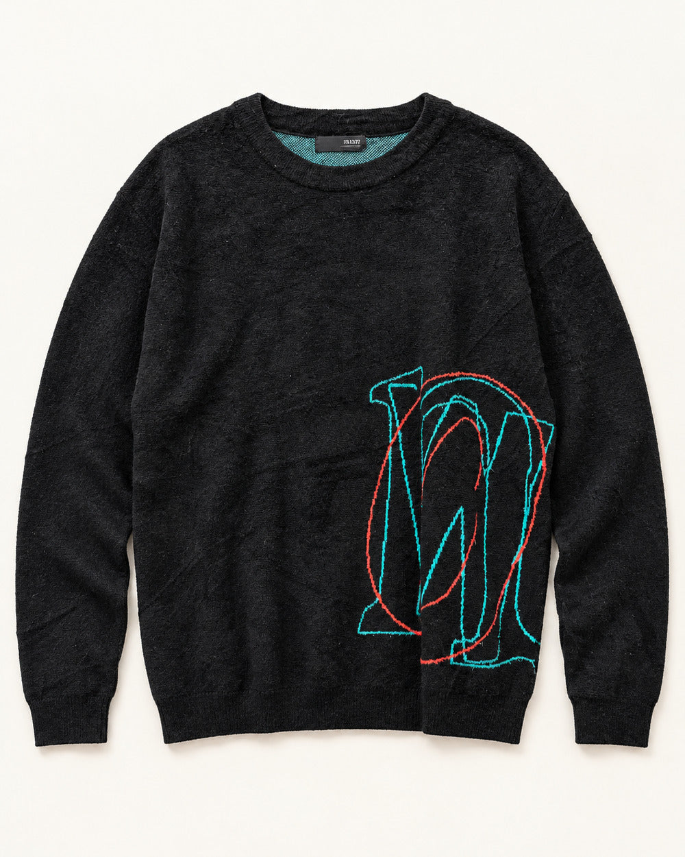 Black men's preloved crew-neck sweater, VW-MS345